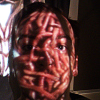 Projection of wormes on my face at an exhibition